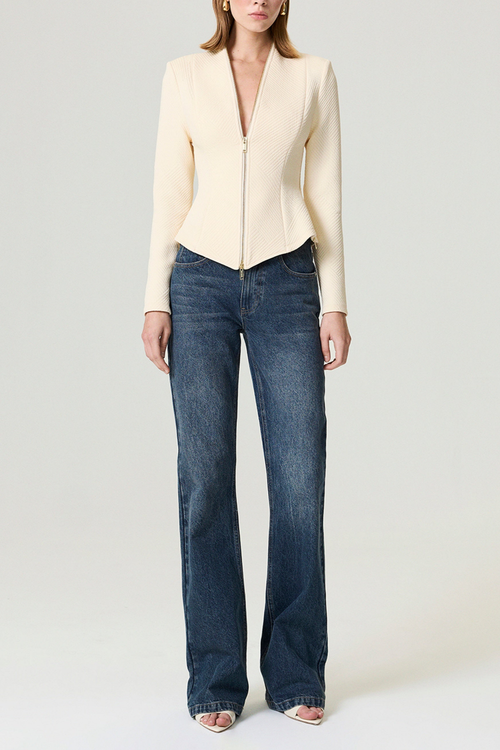 Nocturne Zippered Blouse In Neutral