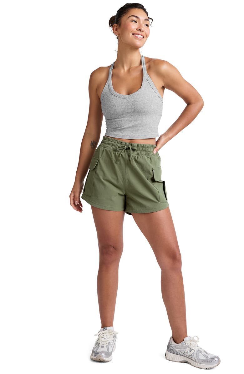 Beyond Yoga Peak 3-Inch Cargo Shorts, Alternate, color, Olive Branch