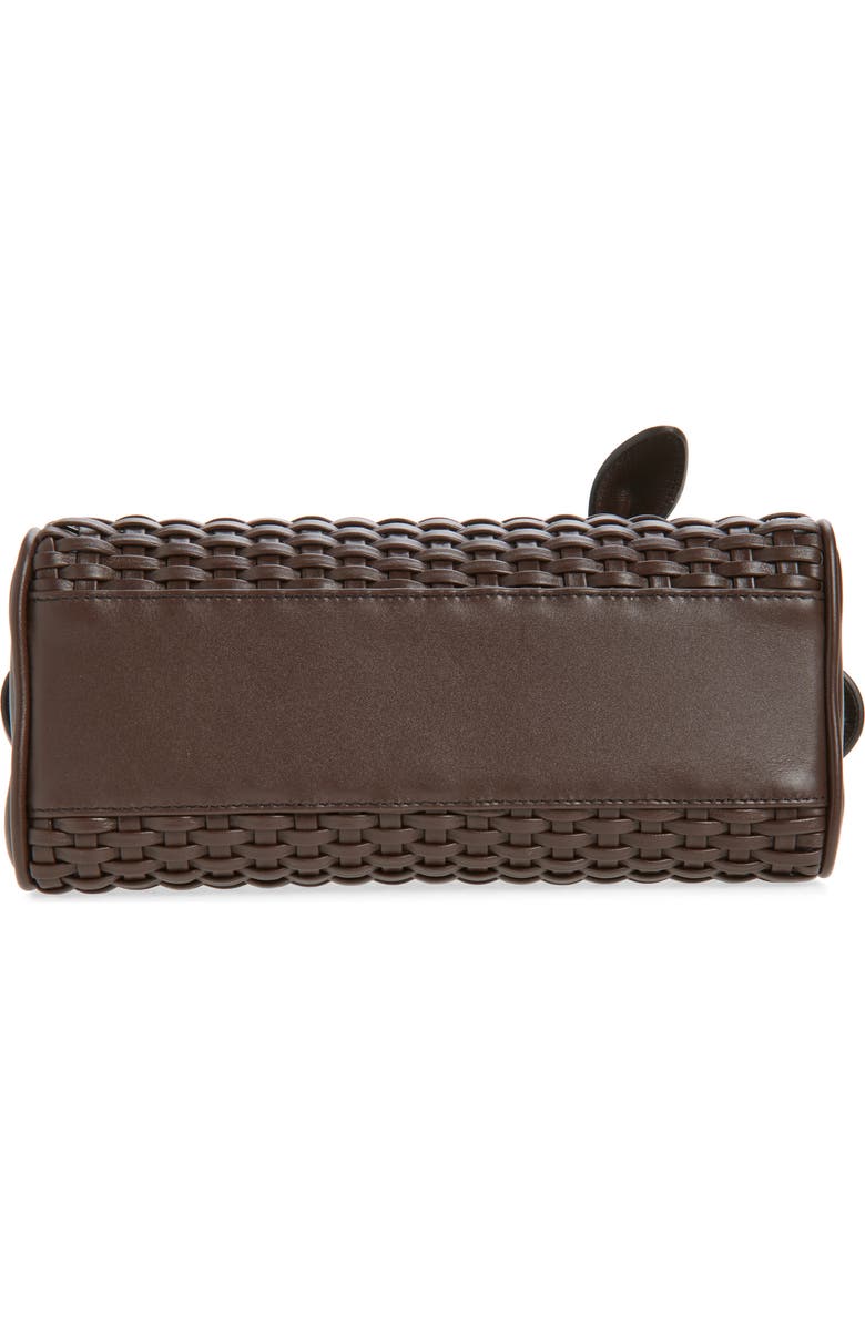 Jacquemus Le Petit Turismo Woven Leather Bowling Bag, Alternate, color, Dark Brown 880