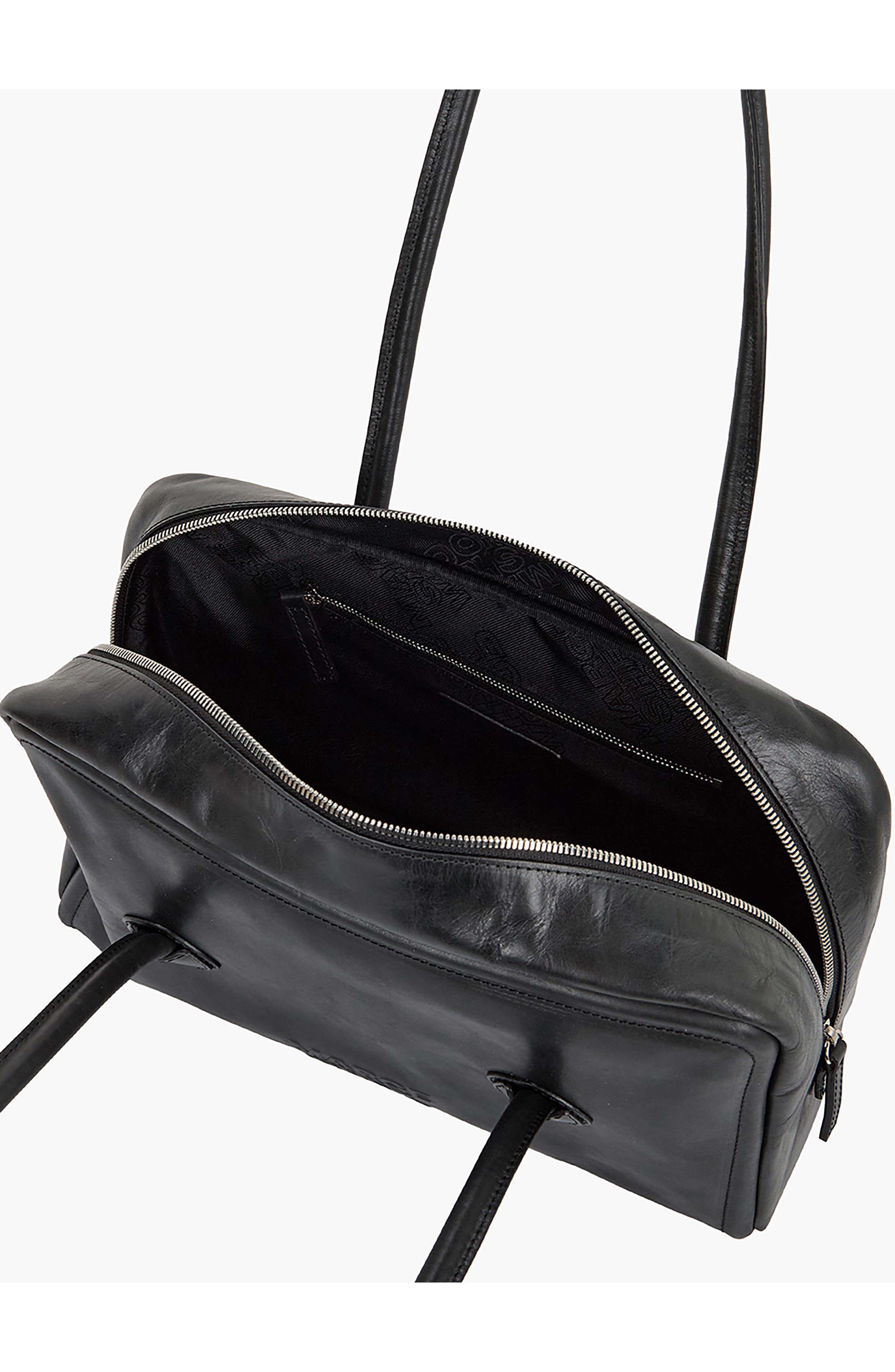 MARGESHERWOOD Boston Leather Shoulder Bag, Alternate, color, Black Pull-Up