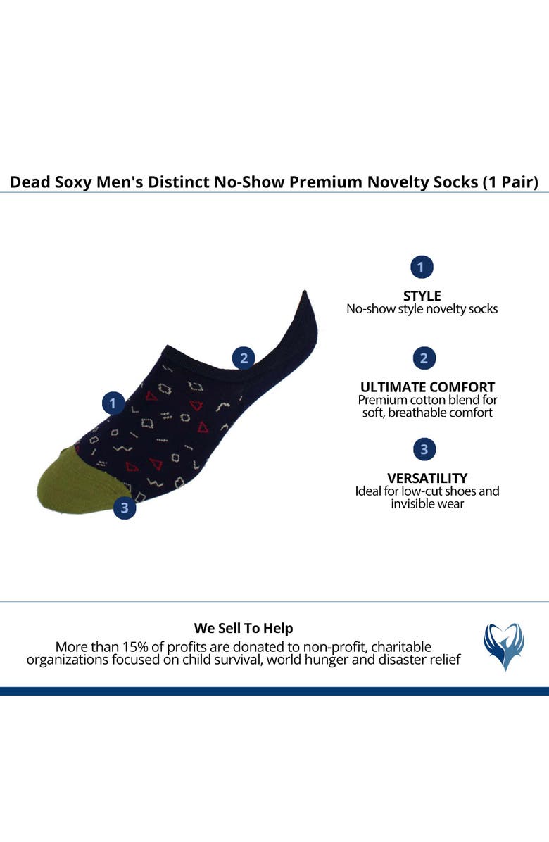 DeadSoxy Men's Distinct No-Show Premium Novelty Socks, Alternate, color, Dark Blue