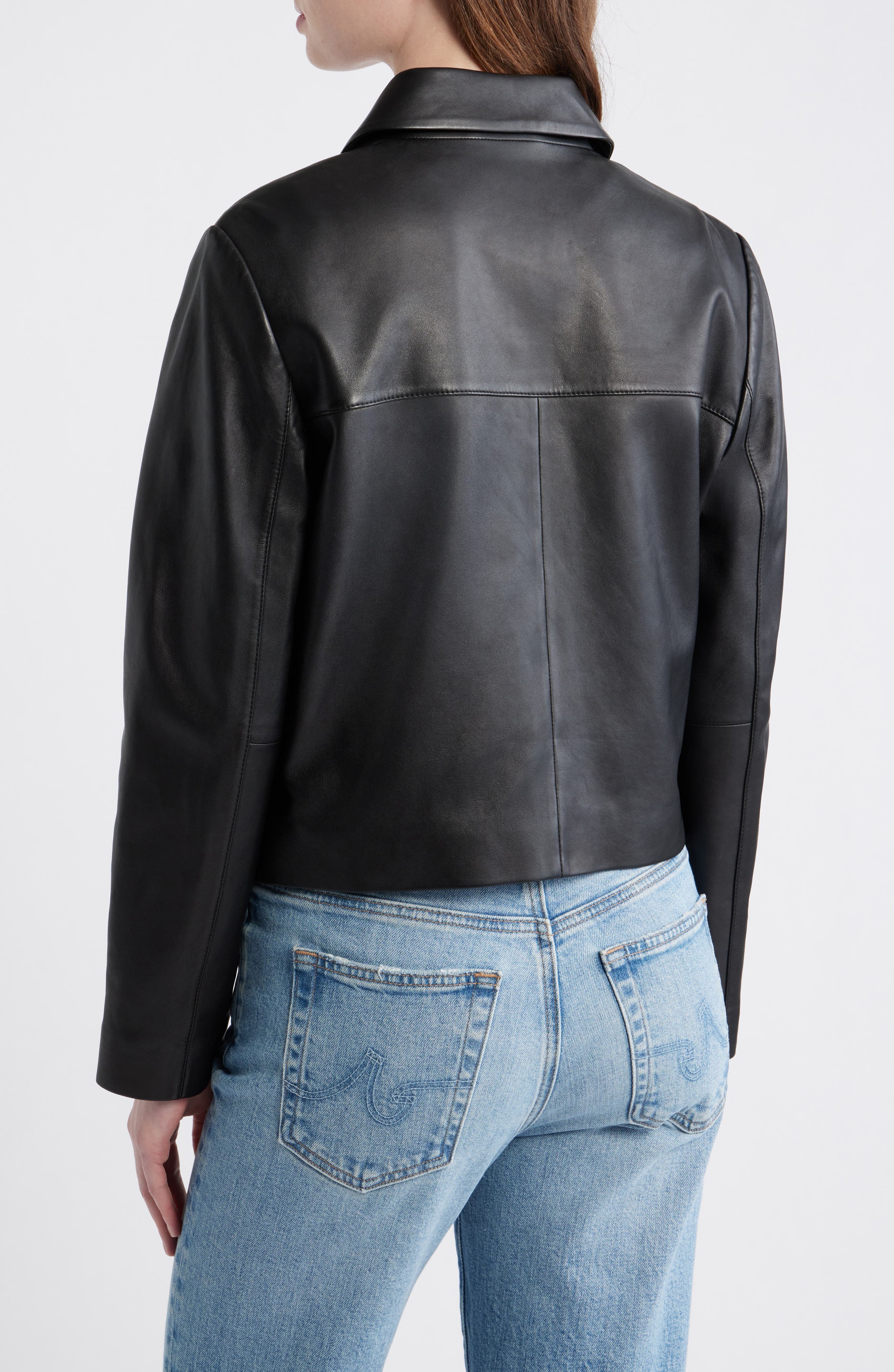 Женские куртки Madewell Shrunken Leather Zip Jacket — фото 2