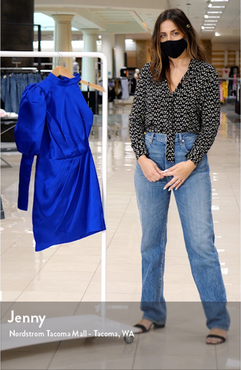 One Shoulder Puff Sleeve Satin Cocktail Dress, sales video thumbnail