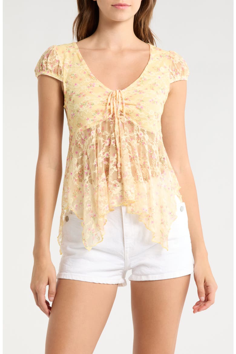 Cinched Cap Sleeve Top, Main, color, DOUBLE CREAM COMBO