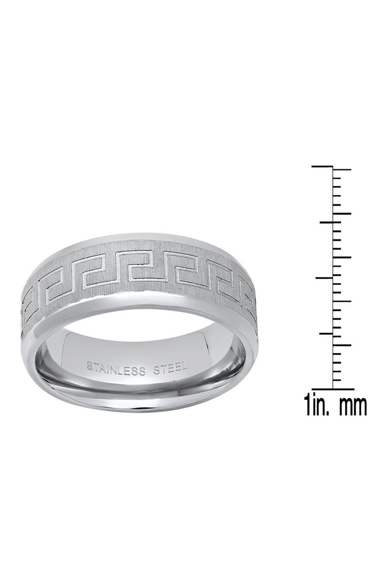 Men's Greek Key Brushed Band Ring, Alternate, color, SILVER