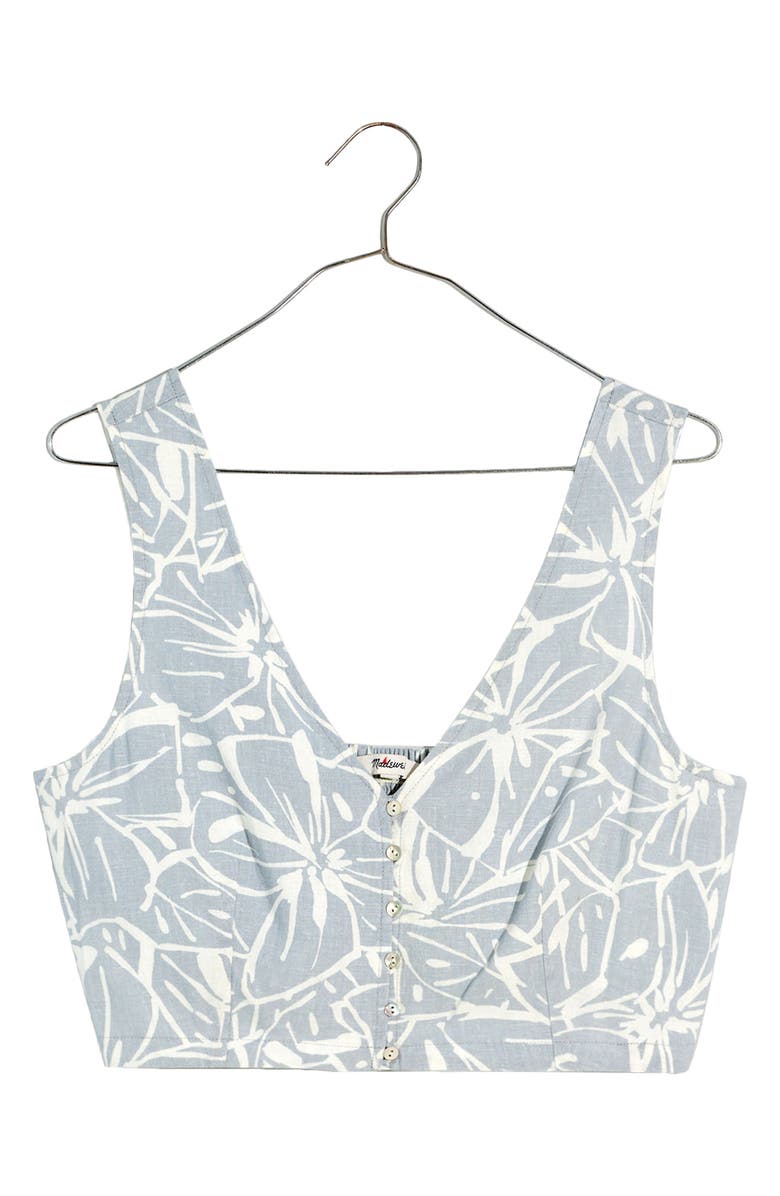 Madewell Gwen Abstract Floral Linen Blend Supercrop Vest Top, Main, color, 