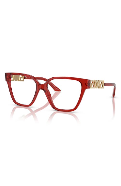 Versace 54mm Cat Eye Optical Glasses In Transparent Red