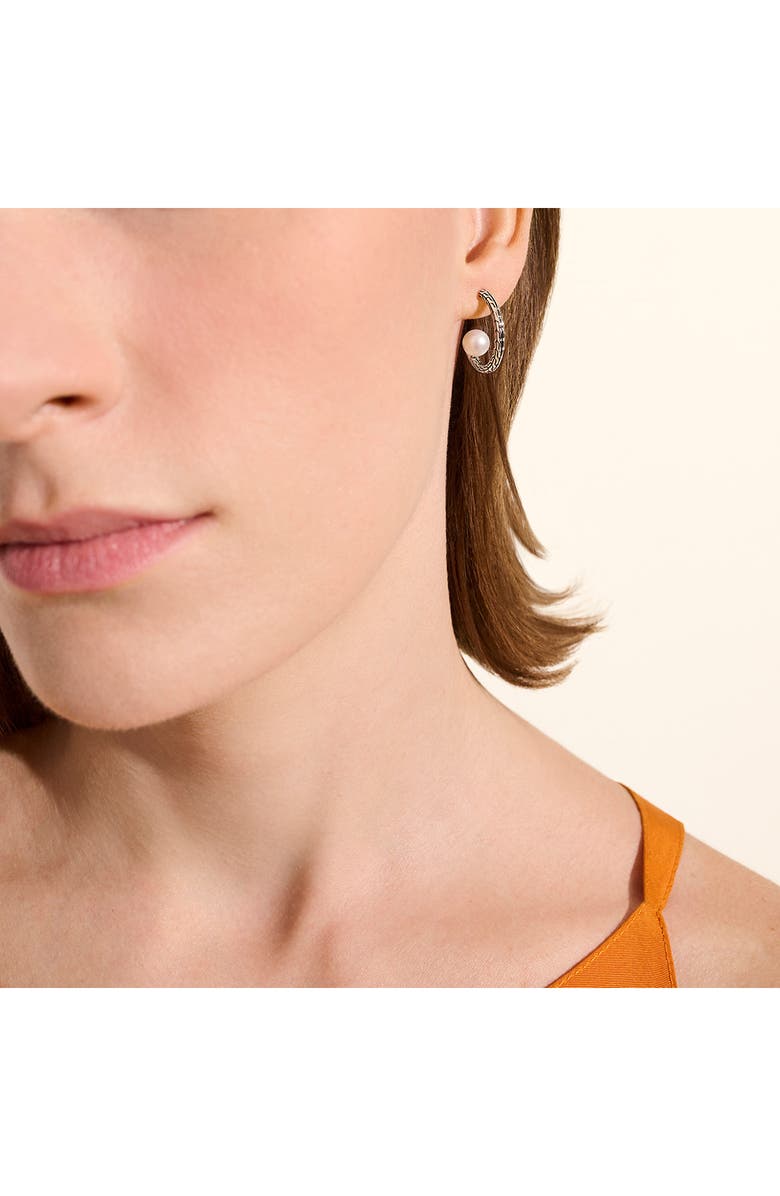 John Hardy JH Essentials Pearl Hoop Earrings, Sterling Silver, 20mm, Alternate, color, Silver/Pearl