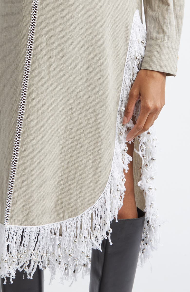 Diotima Una Beaded Fringe Long Sleeve Organic Cotton Midi Dress, Alternate, color, 