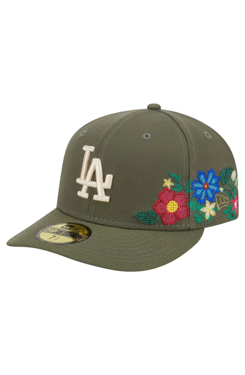 New Era Men's New Era Olive Los Angeles Dodgers Tonal Florals 59FIFTY Fitted Hat, Alternate, color,