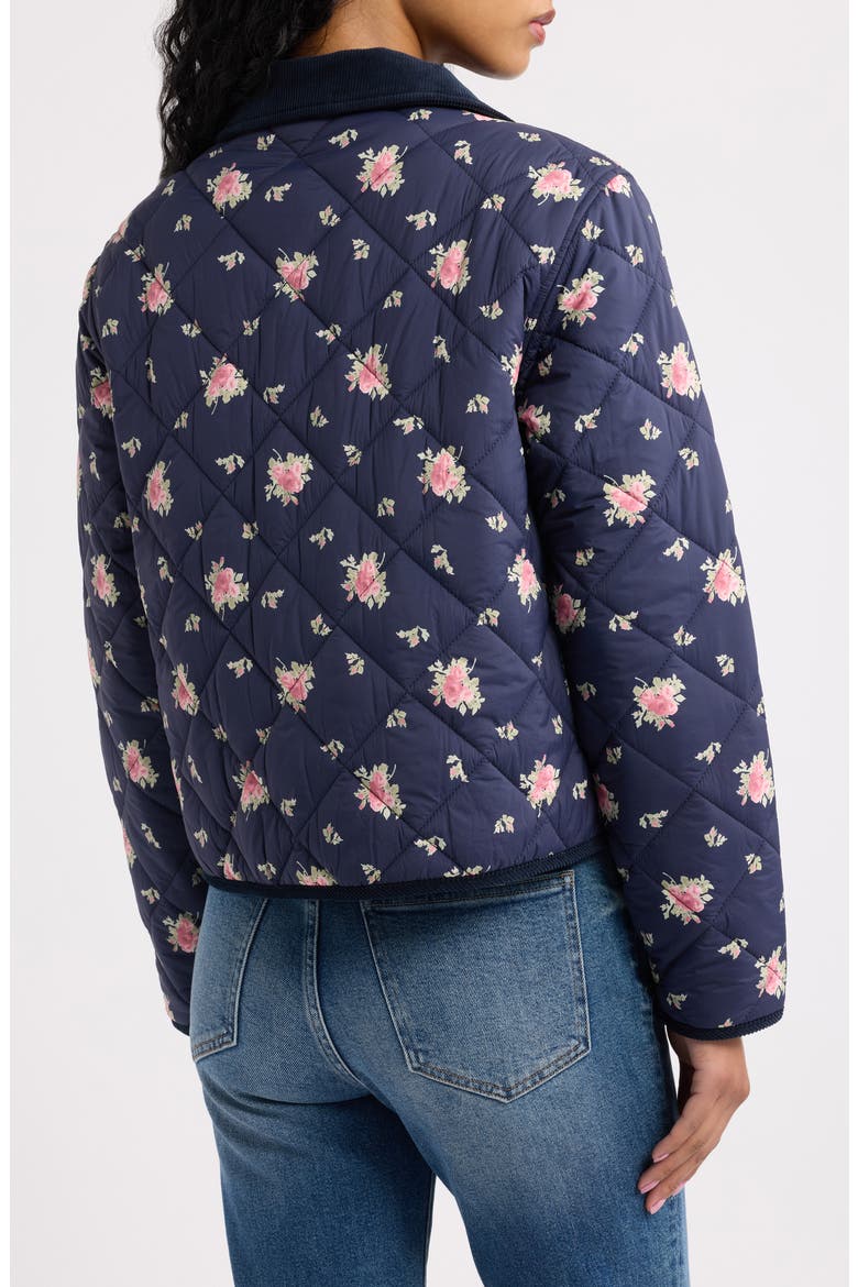 Norinda Ditsy Floral Quilted Water Repellent Jacket, Alternate, color, INK WASH