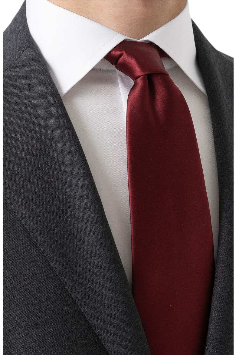 Dark Red Silk Tie, Alternate, color, RED