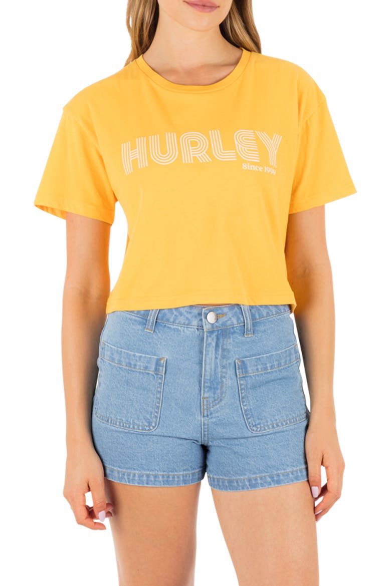 Rollers Boxy Crop Cotton Graphic T-Shirt, Main, color, MARIGOLD