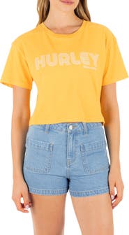 Hurley Rollers Boxy Crop Cotton Graphic T-Shirt