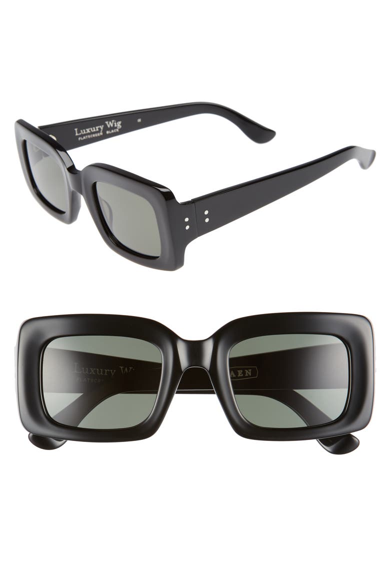 x Alex Knost Luxury Wig Flatscreen 49mm Square Sunglasses, Main, color, BLACK