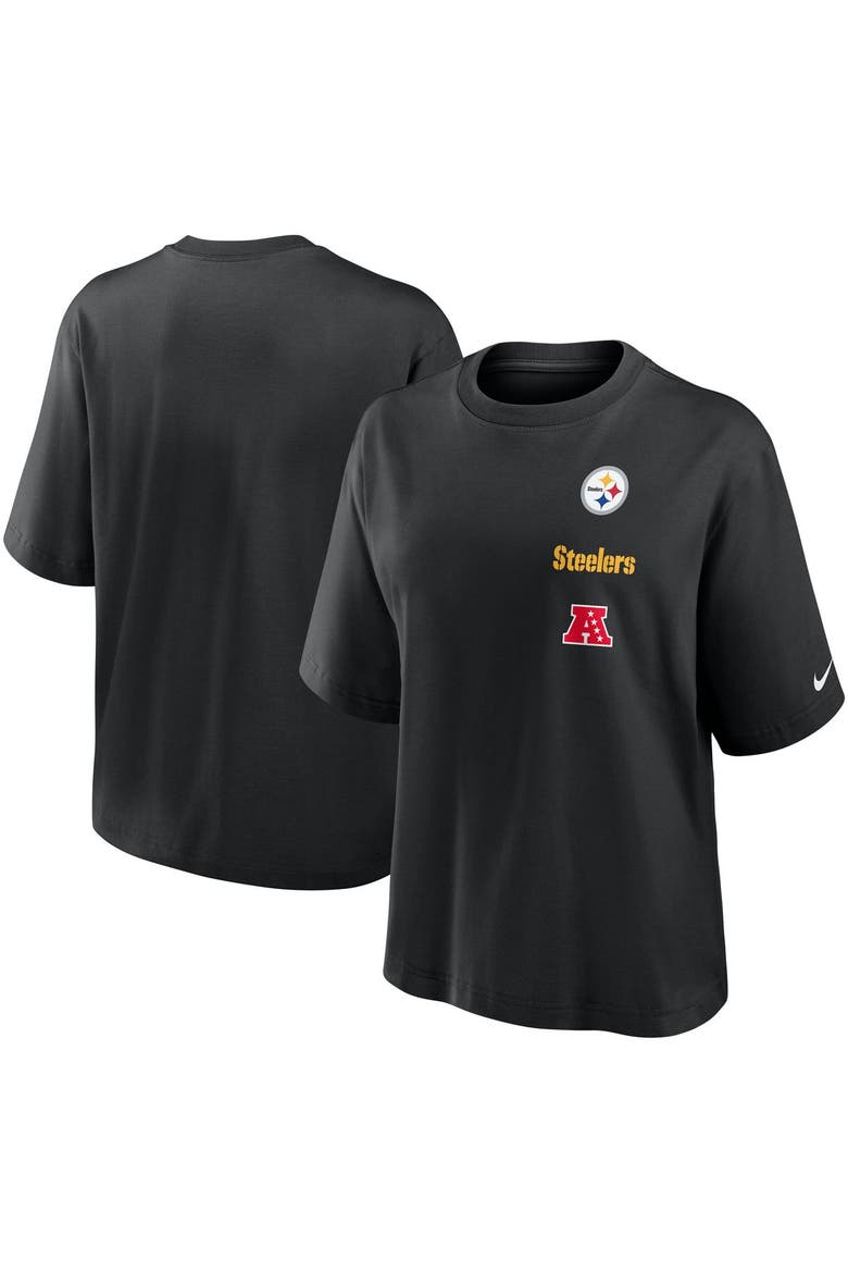 Women's Nike Black Pittsburgh Steelers Primetime Premium Essential Loose Fit Boxy T-Shirt, Alternate, color, Black