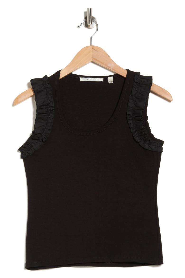 Ruffle Tank Top, Alternate, color, BLACK