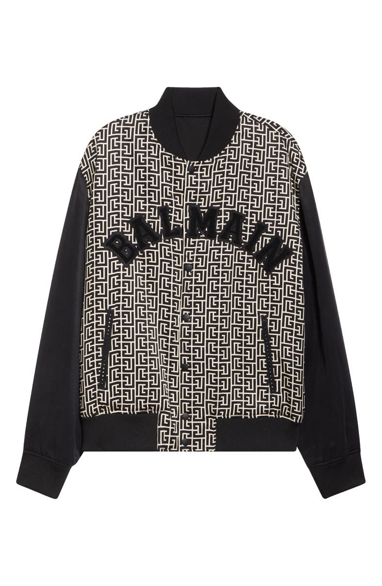 Balmain Monogram Varsity Jacket, Alternate, color,