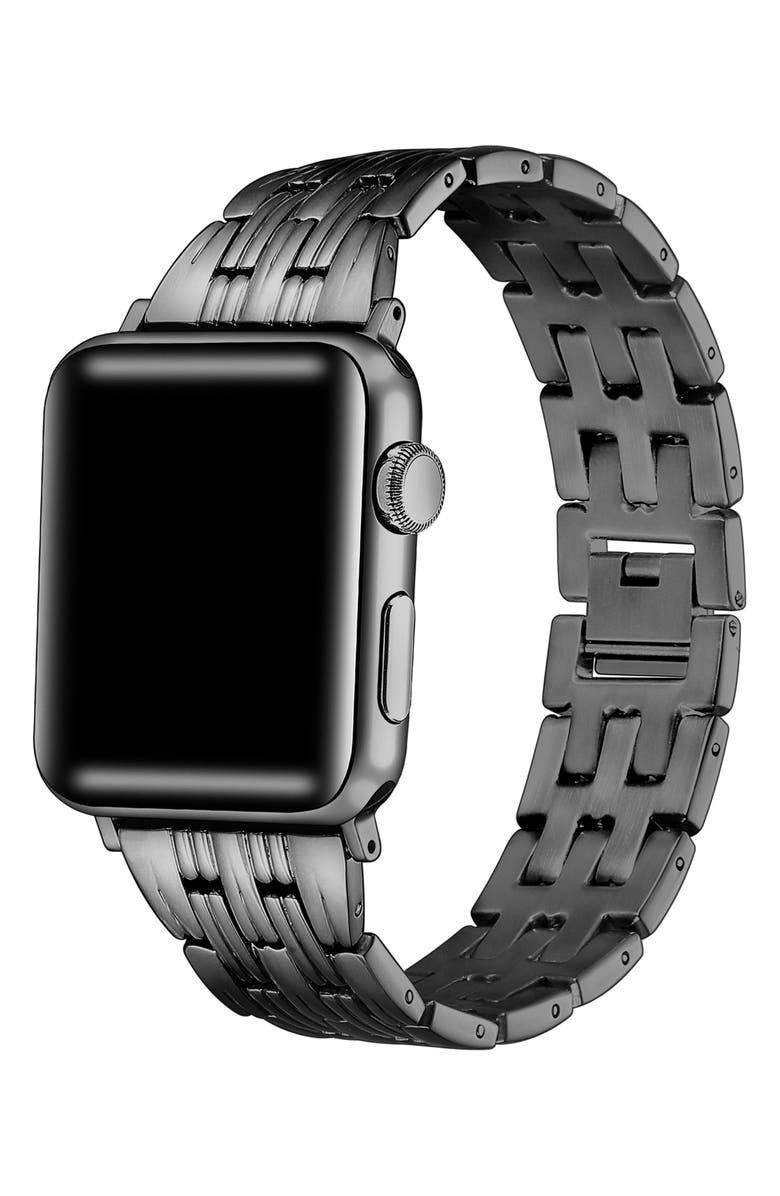 The Posh Tech Stainless Steel Apple Watch<sup>®</sup> Watchband, Alternate, color, Black
