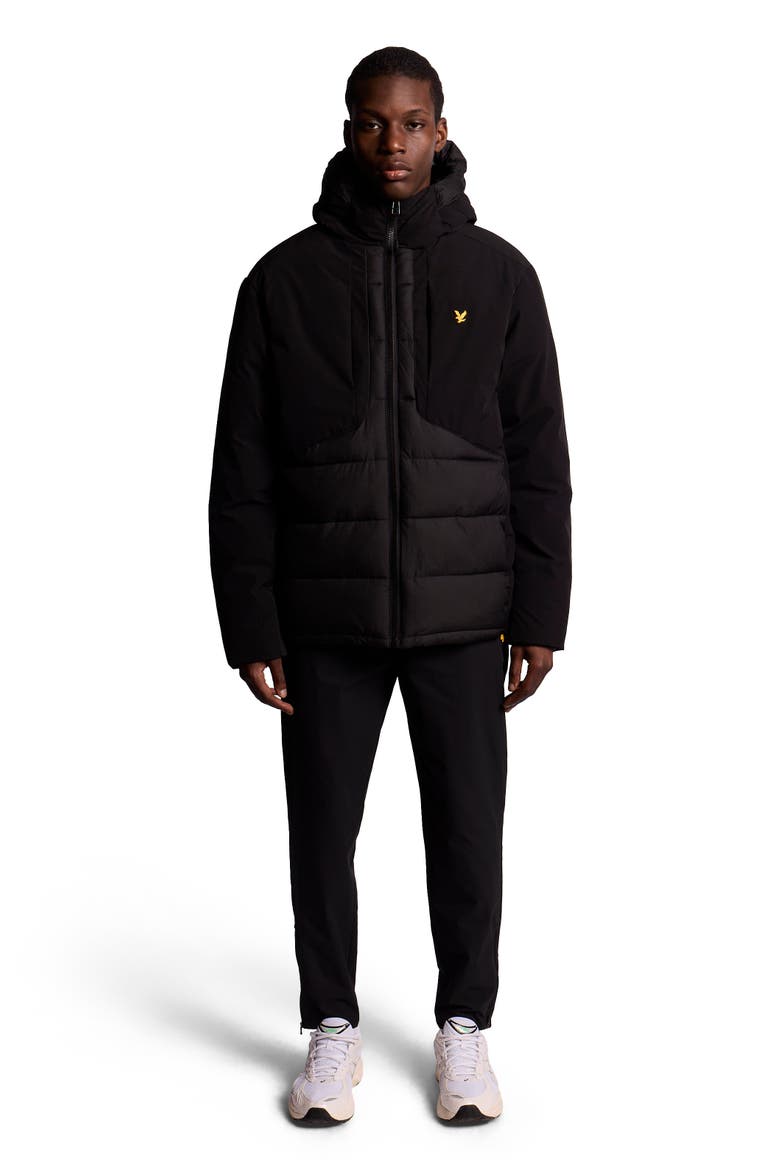 Wadded Hybrid Hooded Jacket, Alternate, color, Jet Black