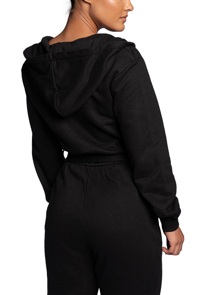 Crop Fleece Hoodie, Alternate, color, BLACK