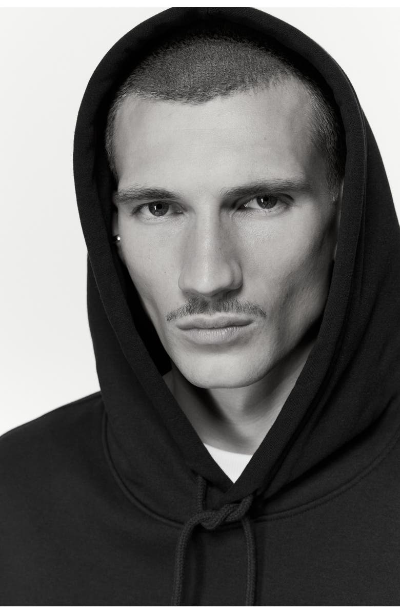 H&M Loose Fit Printed Hoodie, Alternate, color, Black/Nirvana