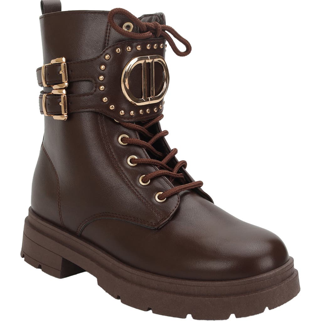 Seven7 Trenton Faux Leather Buckle Boot In Dark Brown