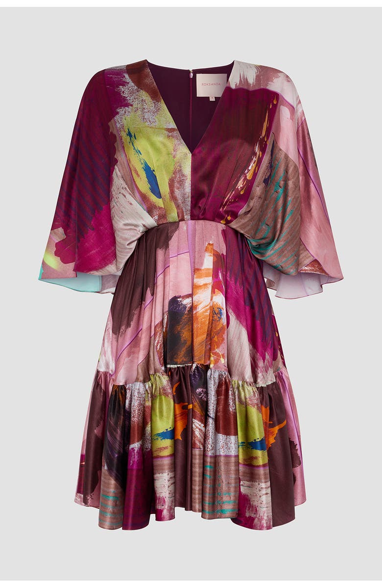 Roksanda Yasmin Printed Silk Mini Dress, Alternate, color, Lilas Pictorial Print