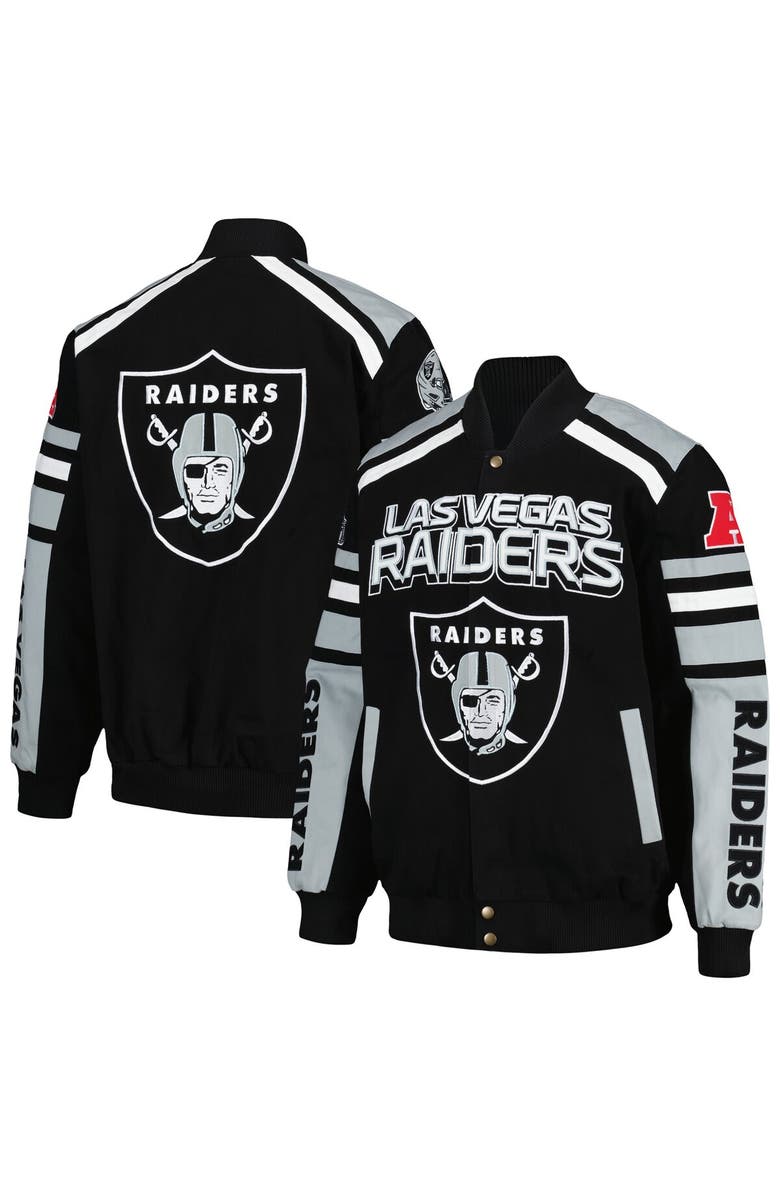 G-III SPORTS BY CARL BANKS Men's G-III Sports by Carl Banks Black Las Vegas Raiders Power Forward Racing Full-Snap Jacket, Main, color, 