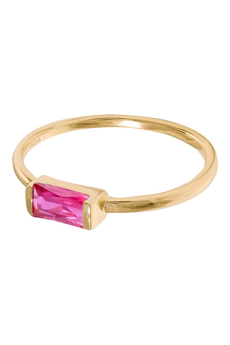 Lab Created Green Quartz Baguette Solitaire Ring, Alternate, color, PINK