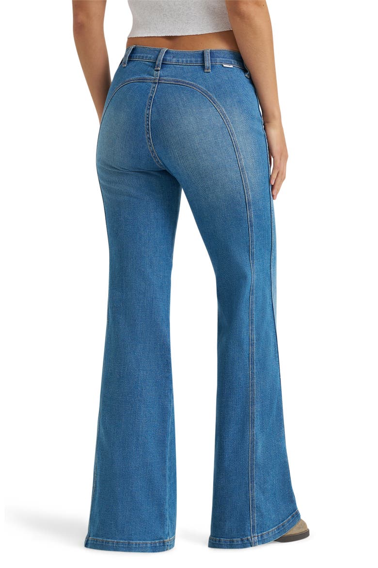 Seamed Patch Pocket Flare Jeans, Alternate, color, HAZY HORIZON