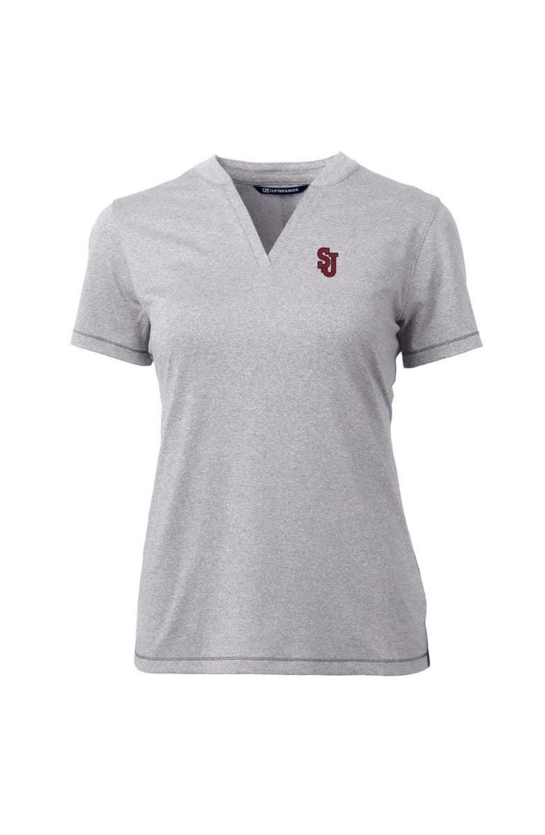 Cutter & Buck Women's Cutter & Buck Heather Gray St. John's Red Storm Forge Blade V-Neck Top, Alternate, color,