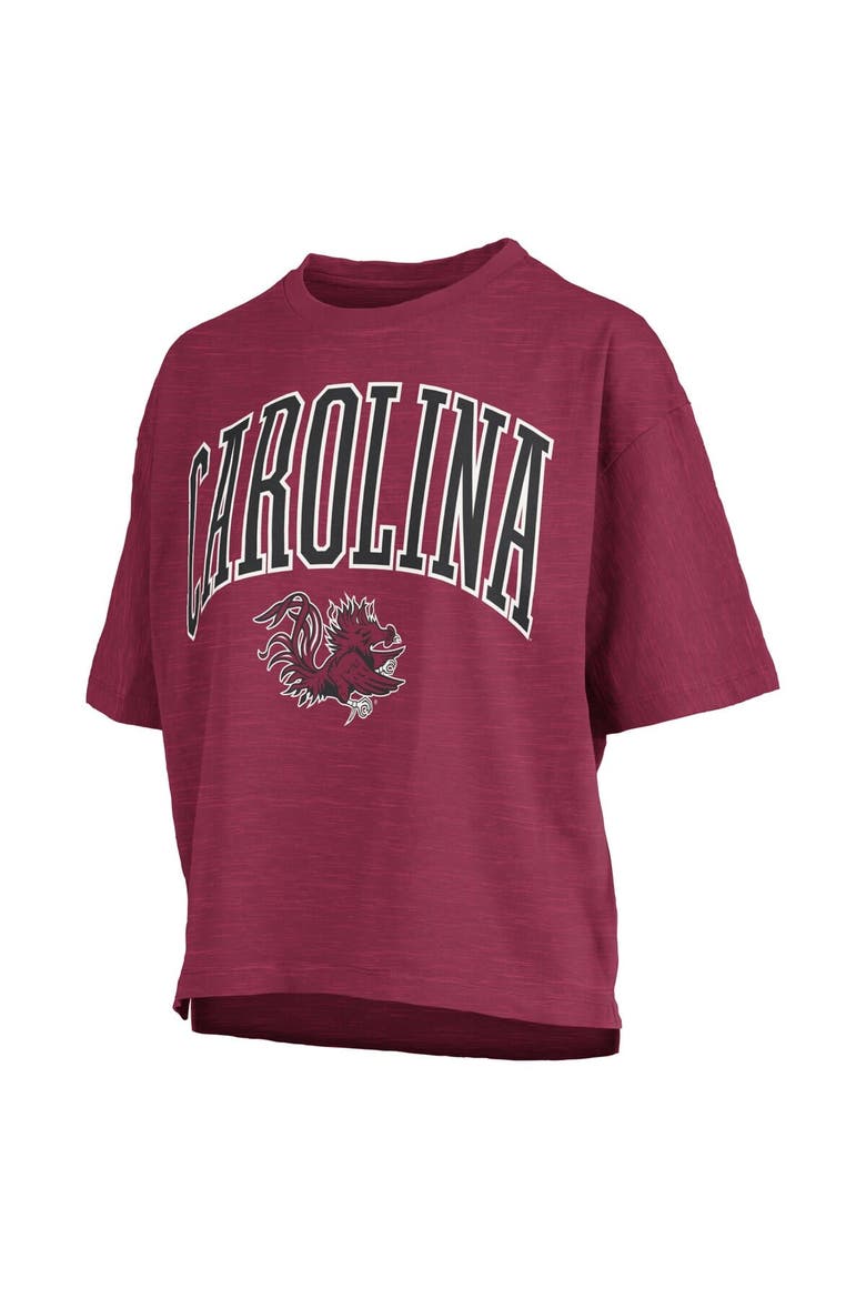 Women's Pressbox Garnet South Carolina Gamecocks Nelson Arch Over Logo Waist Length Oversized Slub T-Shirt, Alternate, color, Garnet