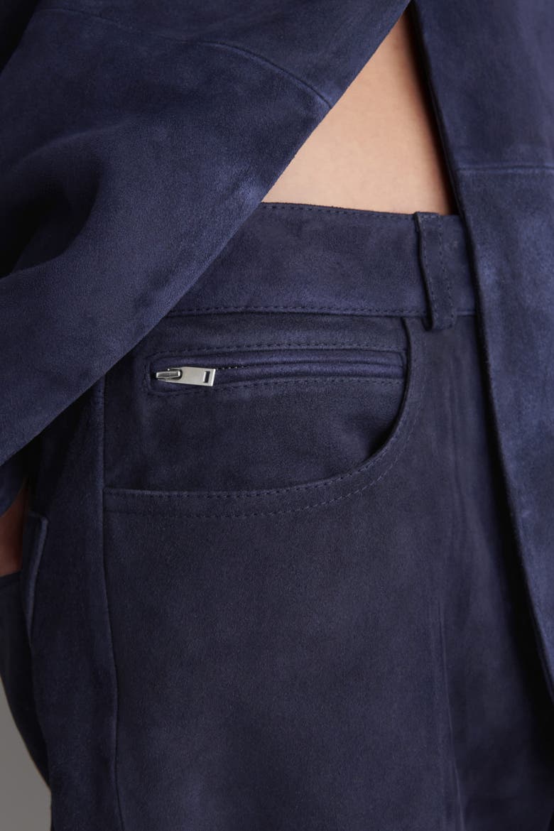 Suede Straight-leg Trousers, Alternate, color, STEEL BLUE
