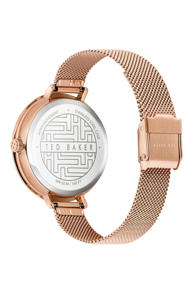 Ammy Hearts Mesh Strap Watch, 37.5mm, Alternate, color, ROSE GOLD