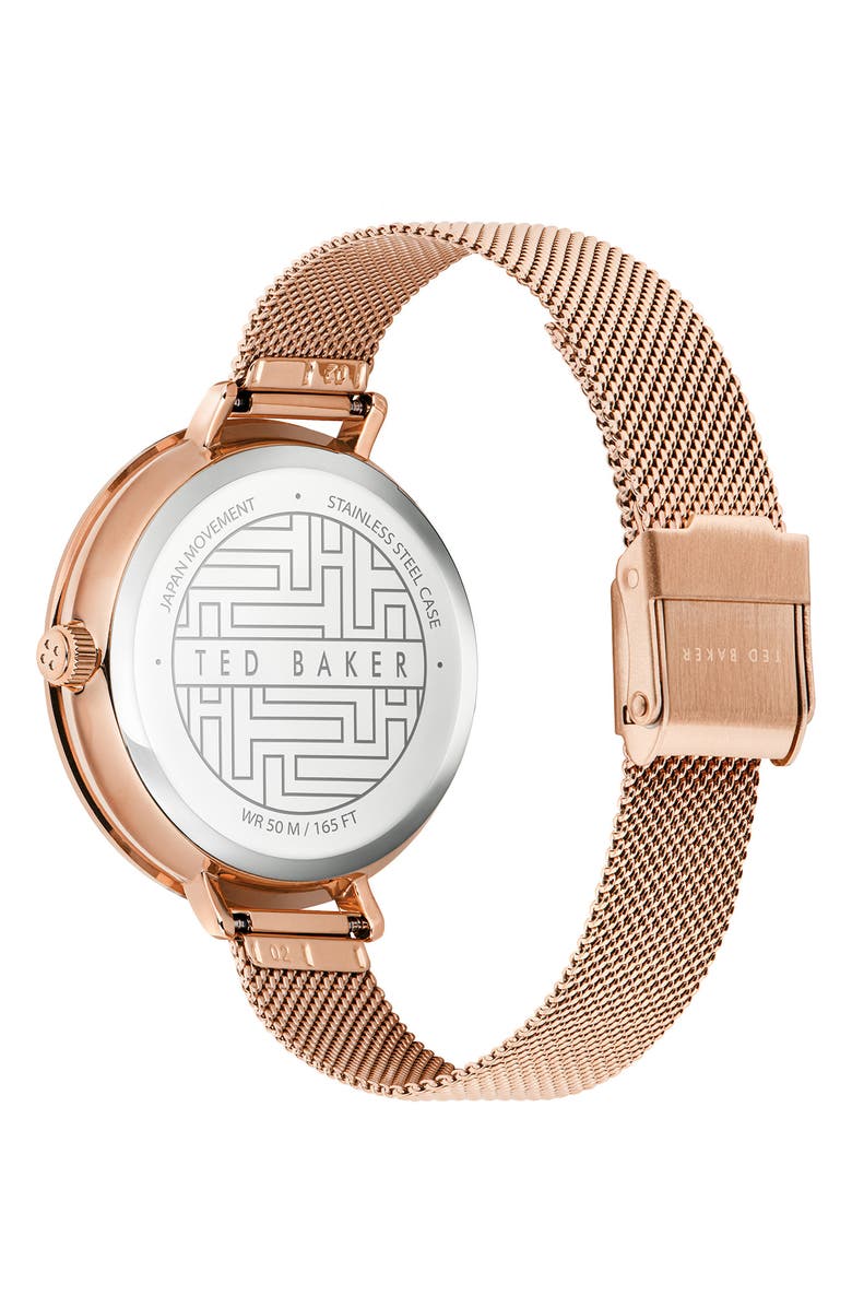 Ted Baker London Ammy Hearts Mesh Strap Watch, 37.5mm, Alternate, color, Rose Gold