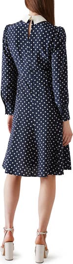 LK Bennett Mathilde Polka Dot Long Sleeve Silk Fit & Flare