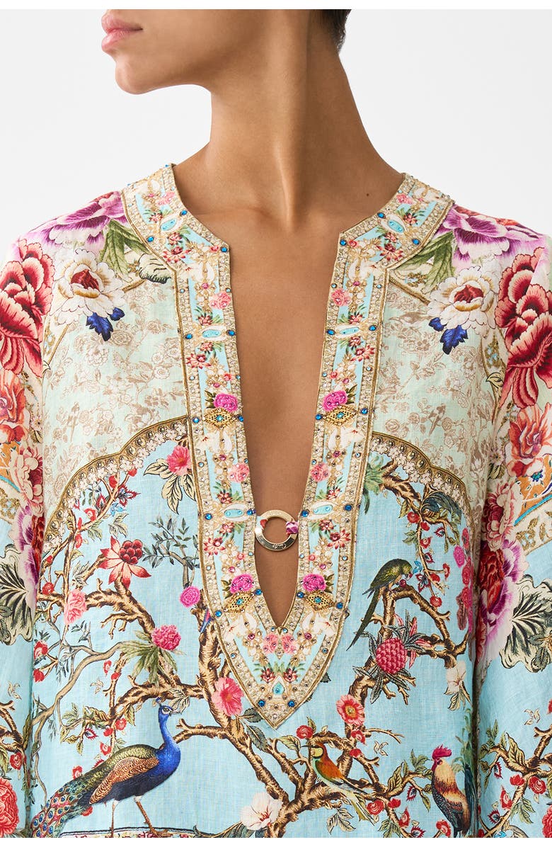 Camilla Deep V-Neck Hardware Short Kaftan, Alternate, color, Sultans And Queens