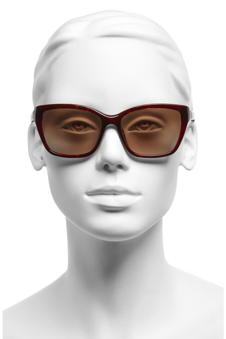 56mm Leather Insert Sunglasses, Alternate, color, HAVANA KHAKI/ BROWN GRADIENT