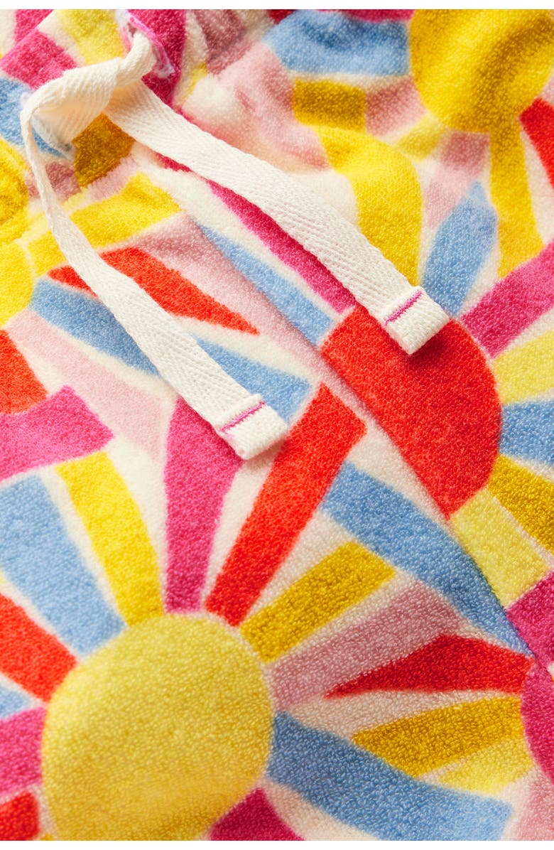 Mini Boden Kids' Cotton Blend Terry Cover-Up Shorts, Alternate, color, Soft Ivory Sunburst