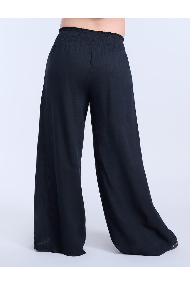Smocked Waist Wide Leg Pant, Alternate, color, Black