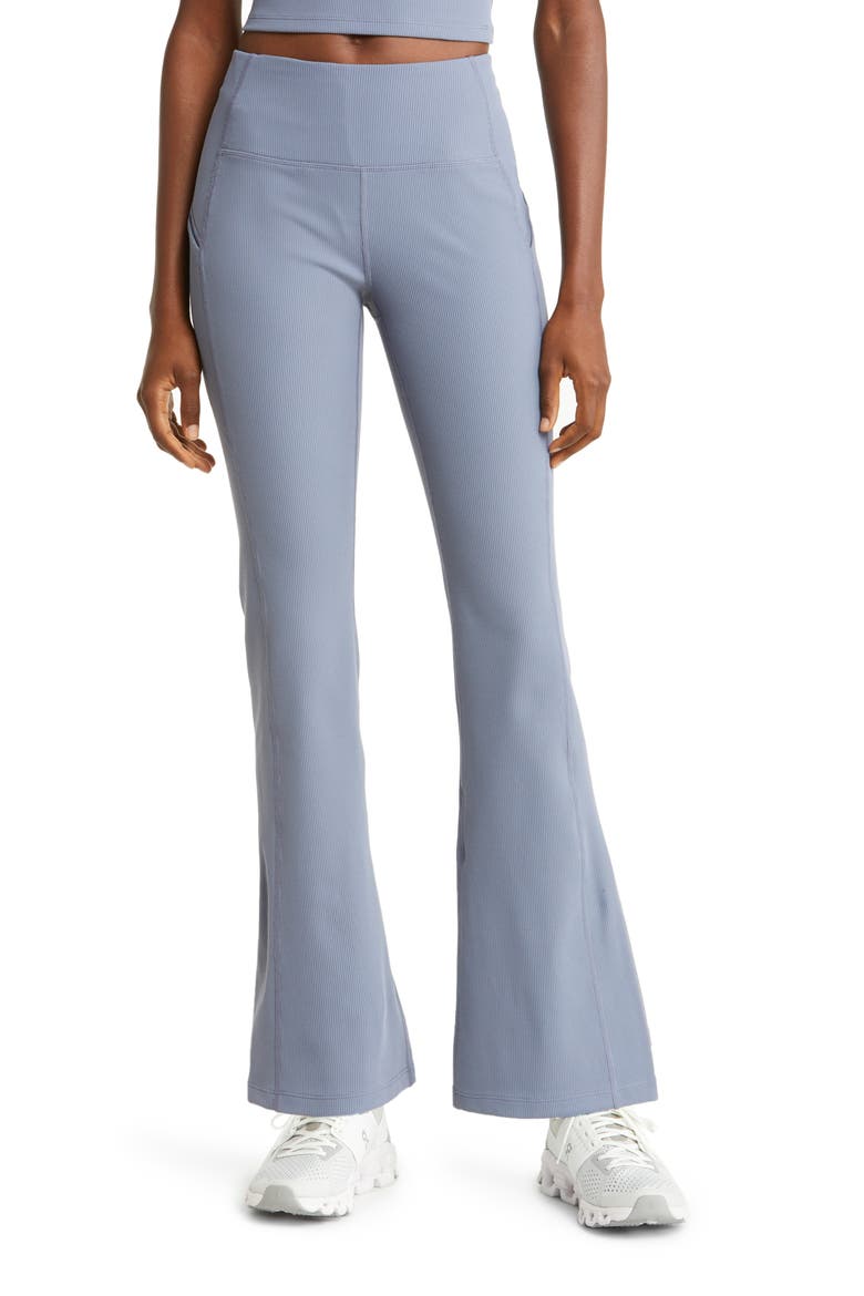 Live-In Rib Pocket Flare Pants, Main, color, GREY FOLKSTONE