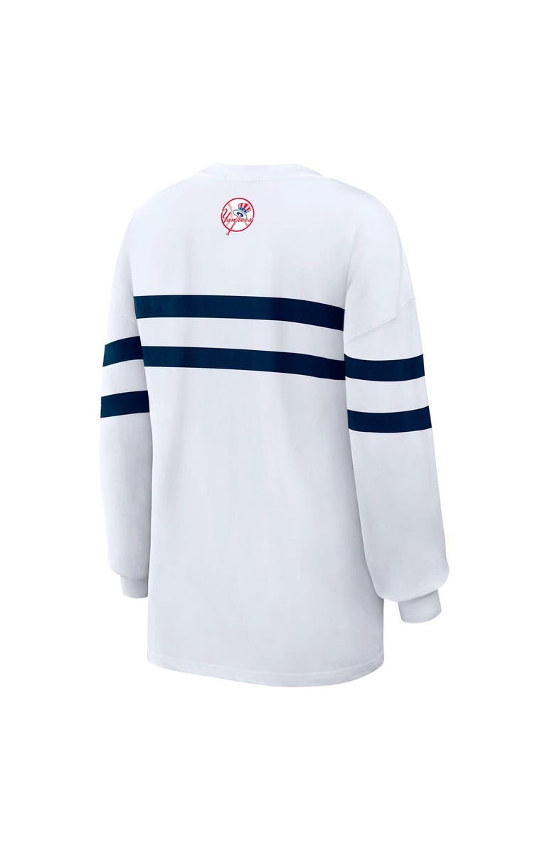 WEAR by Erin Andrews Women's WEAR by Erin Andrews  White New York Yankees Oversized Long Sleeve Striped T-Shirt, Alternate, color, White