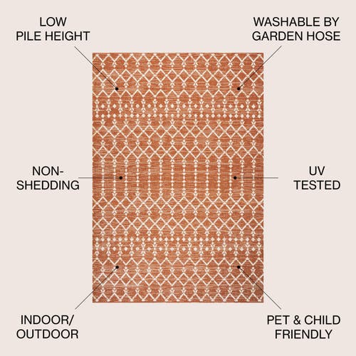 Jonathan Y Ourika Moroccan Geometric Textured Weave Indoor/outdoor Area Rug In Orange/cream