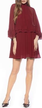 Alexia Admor Vespera Cape Sleeve Chiffon Trapeze Minidress