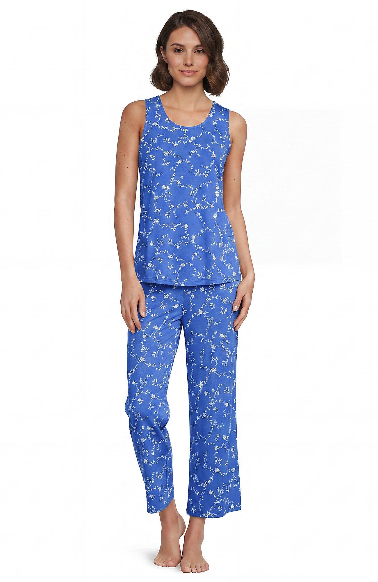 Muted Cobalt Blue Floral Vine