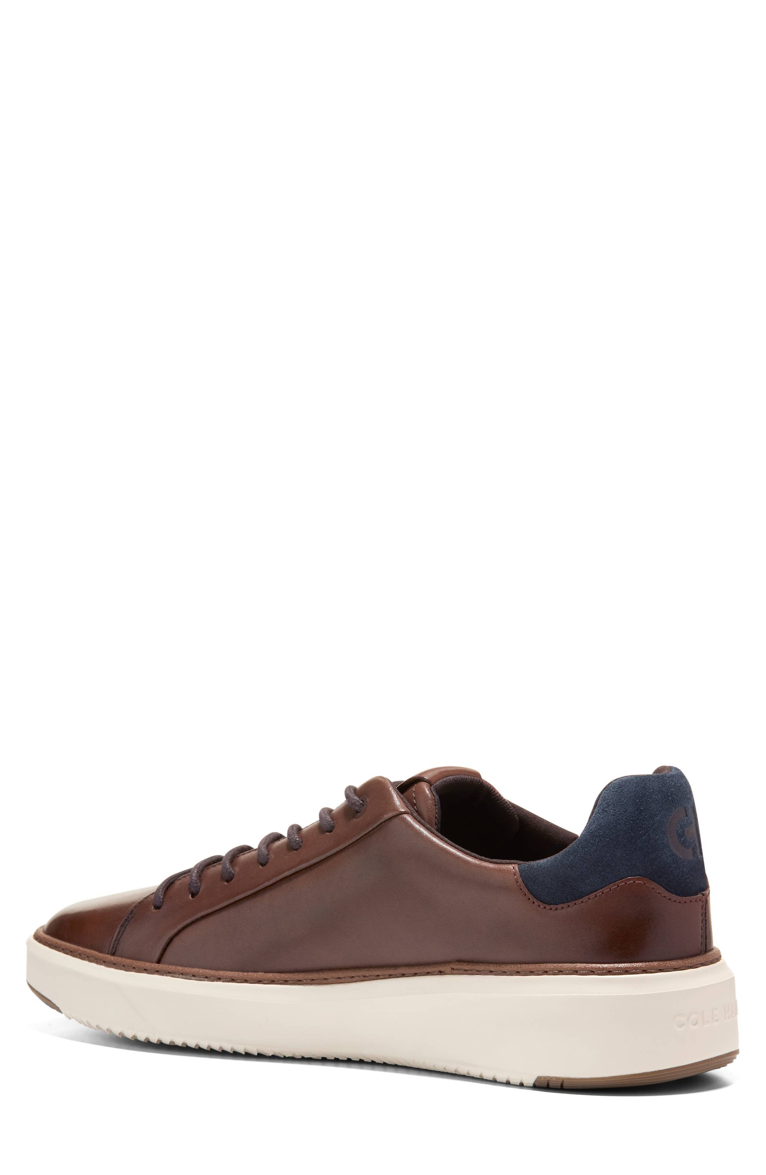 GrandPro Topspin Leather Sneaker, Alternate, color, CHESTNUT/ NAVY BLAZER