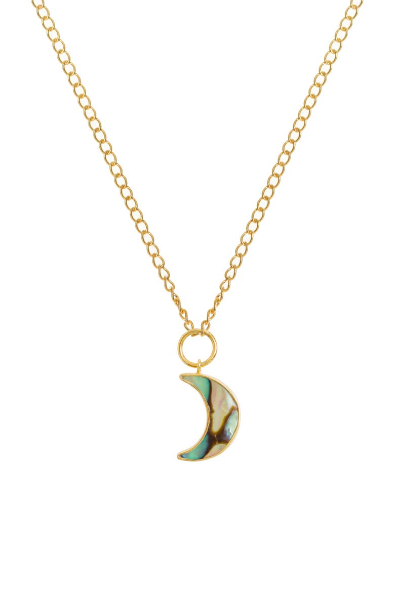 Necklace with Paua Moon, Main, color, Green