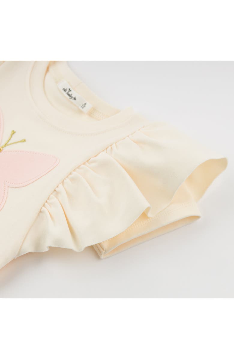 oh baby! Butterfly Pink Terry with Gold Butterfly Tee, Alternate, color, Cream