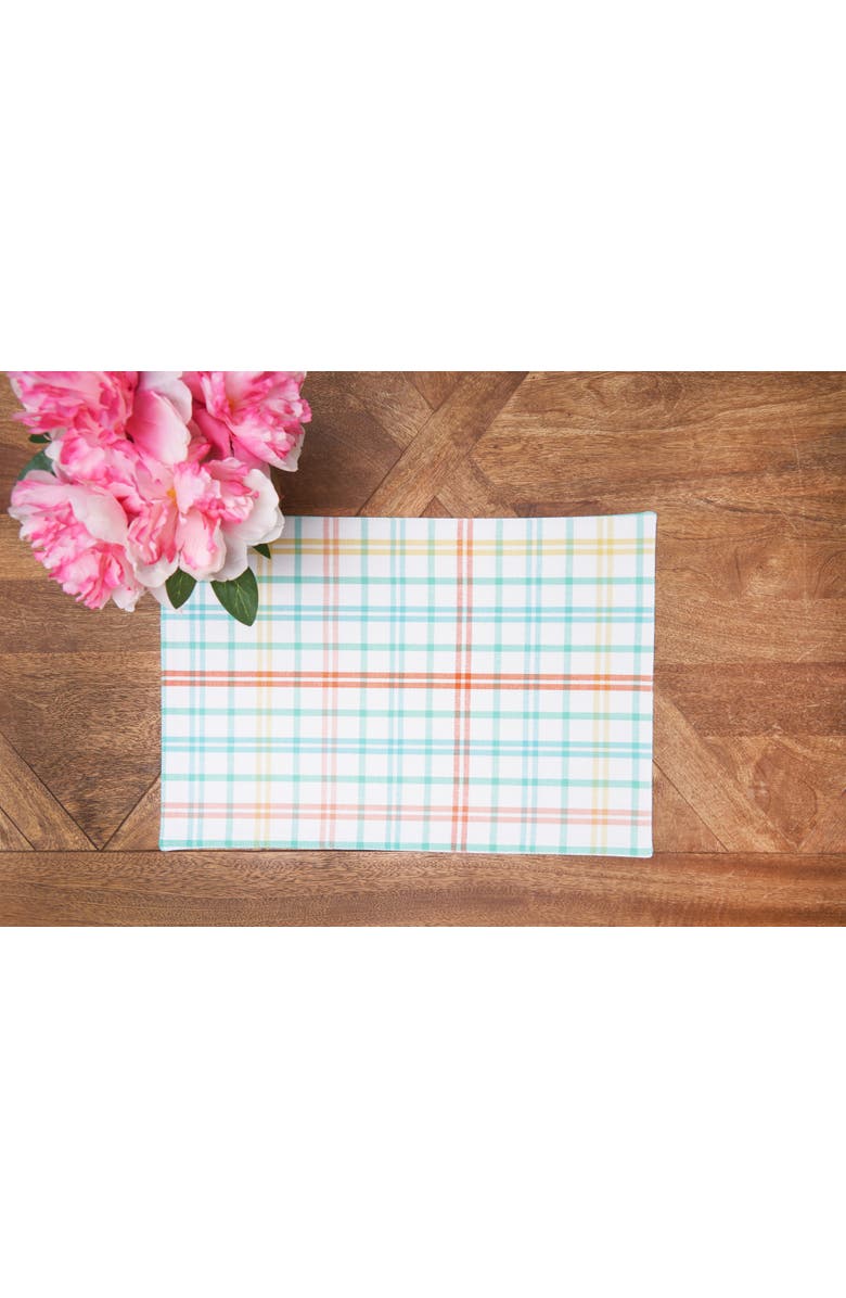 C&F Home Bunny Rabbit Trail Plaid Easter Spring Cotton Placemats Set of 6, 13" x 19", Alternate, color, Blue